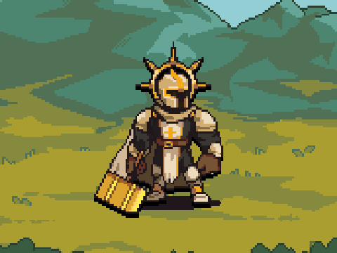 Pixel art character artwork: Paladinko Character Design